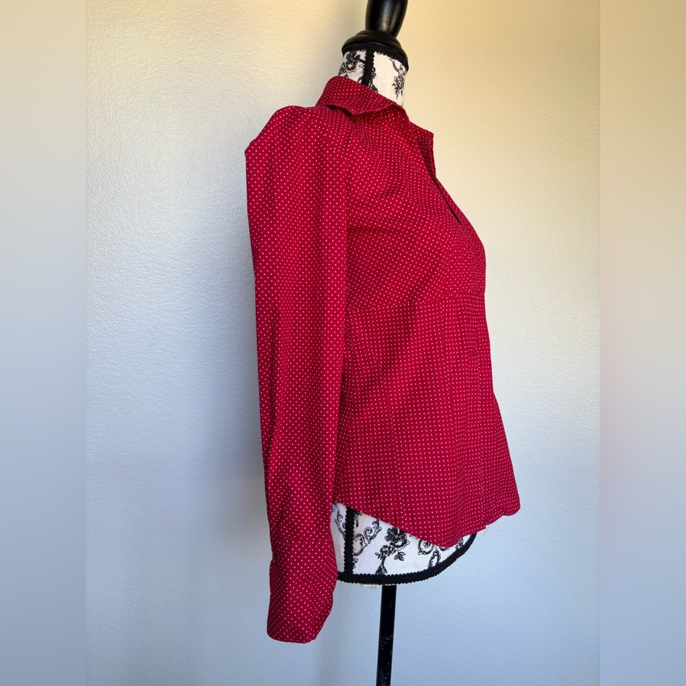 Cato Red Button Down Shirt with gray Dots - Picture 4 of 13